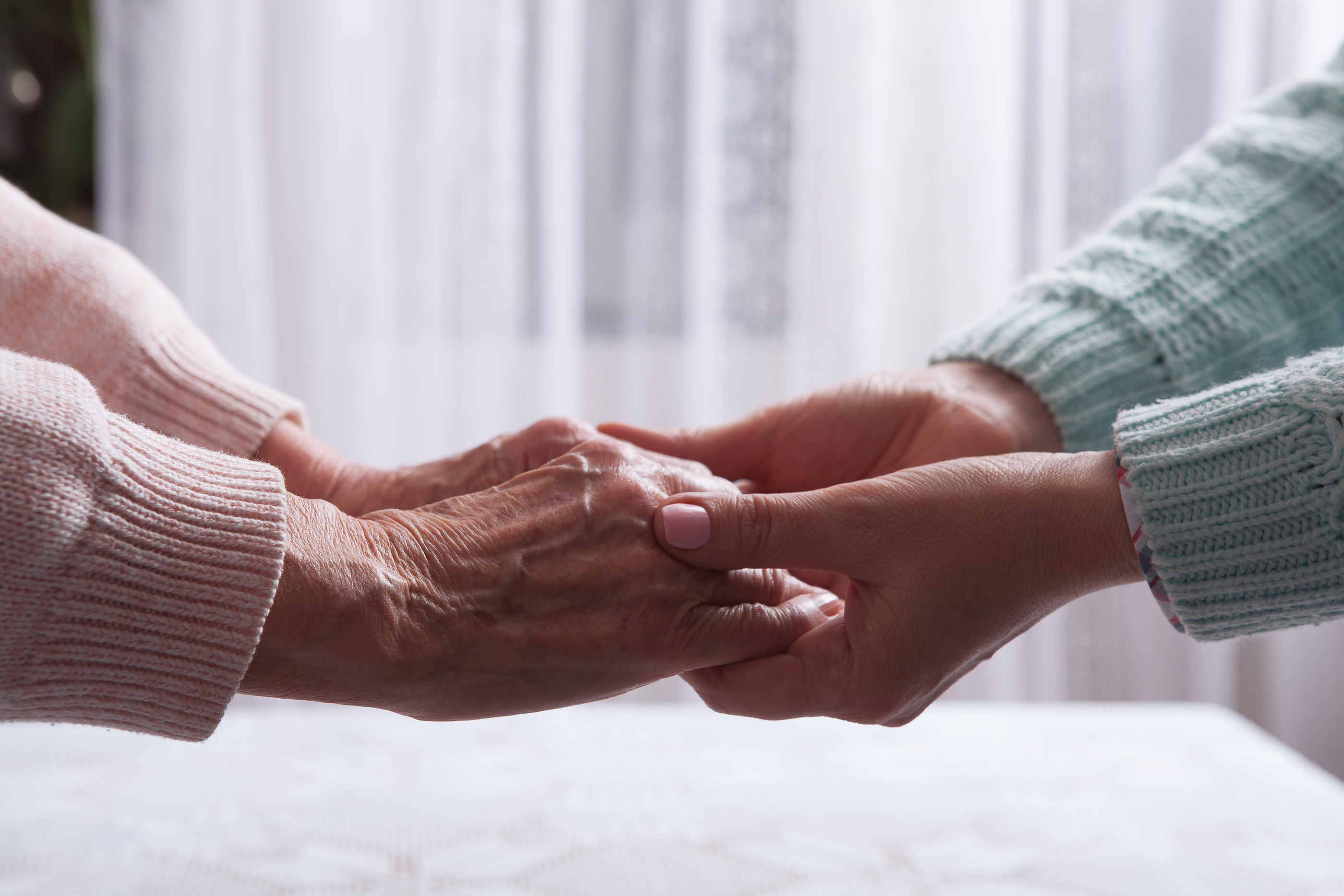 Senior woman with their caregiver at home in Laguna Hills, CA.